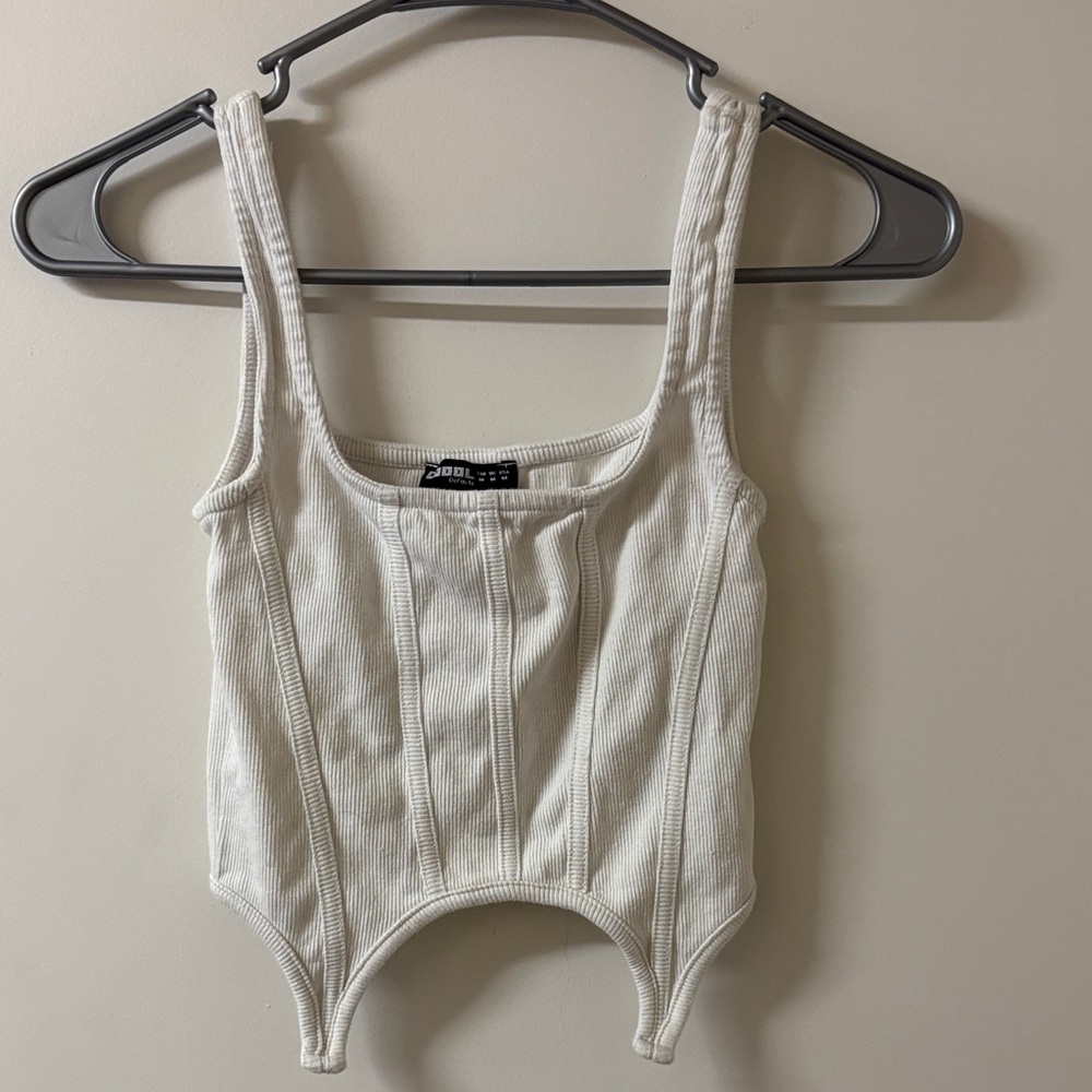 White Ribbed Crop Top